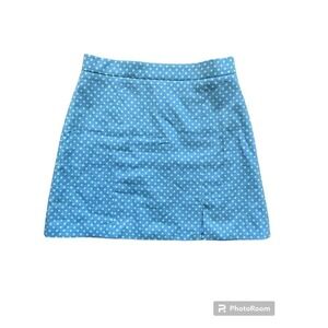 Zara Blue Green Polka Dot Spring Retro Mini Skirt Lined with Side Zip Size L